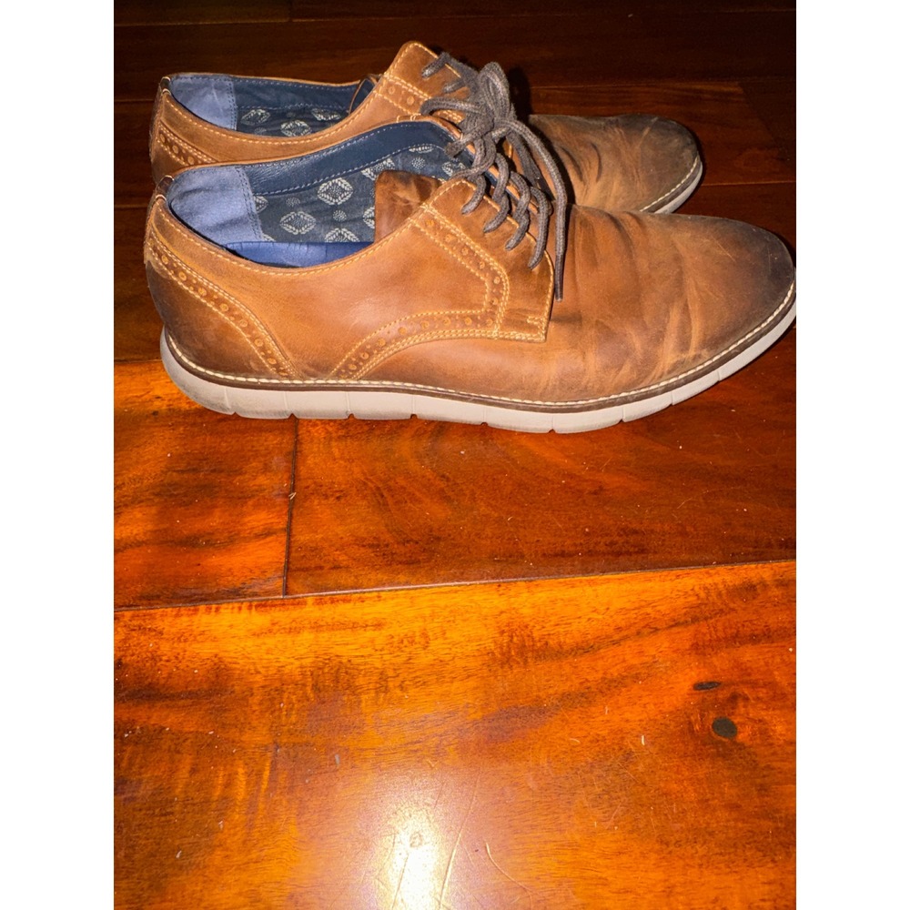 Johnston & Murphy McGuffey‎ Plain Toe Tan Leather Derby Shoes Mens 7M 59-2938 - Picture 2 of 5